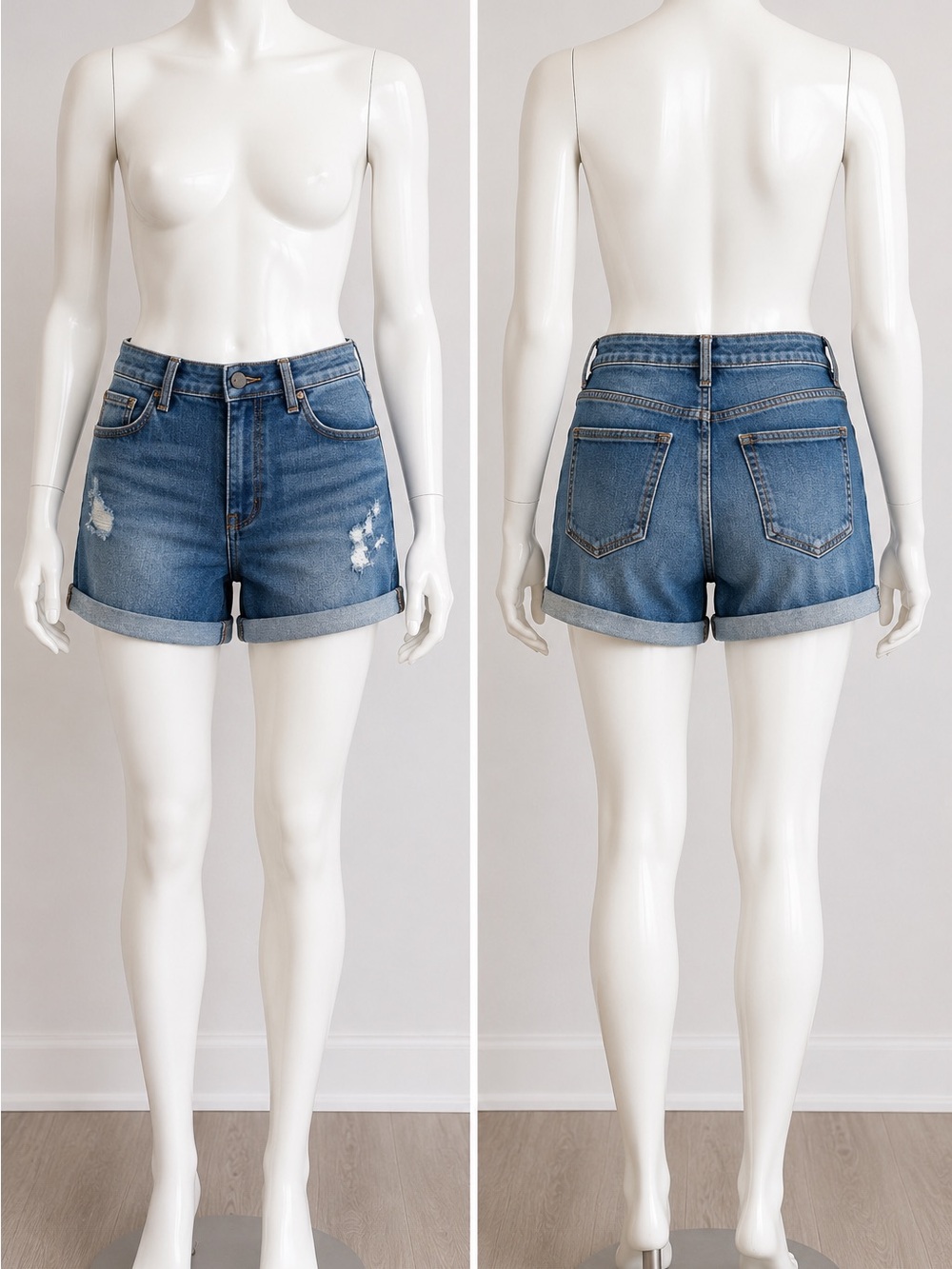Universal Thread Medium Blue High-Rise Rolled Cuff Denim Shorts